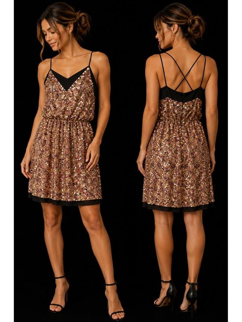 Adelyn Rae Gold Sequin Party Dress M